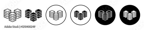 Data center icons set in black filled and stroke line style