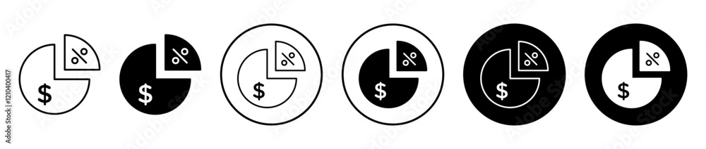 Dividend yield icons set in black filled and stroke line style Dividend yield icons set in black filled and stroke line style