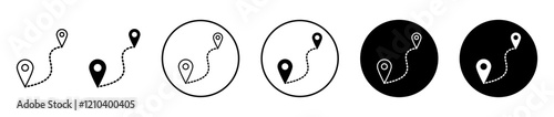 Distance icons set in black filled and stroke line style