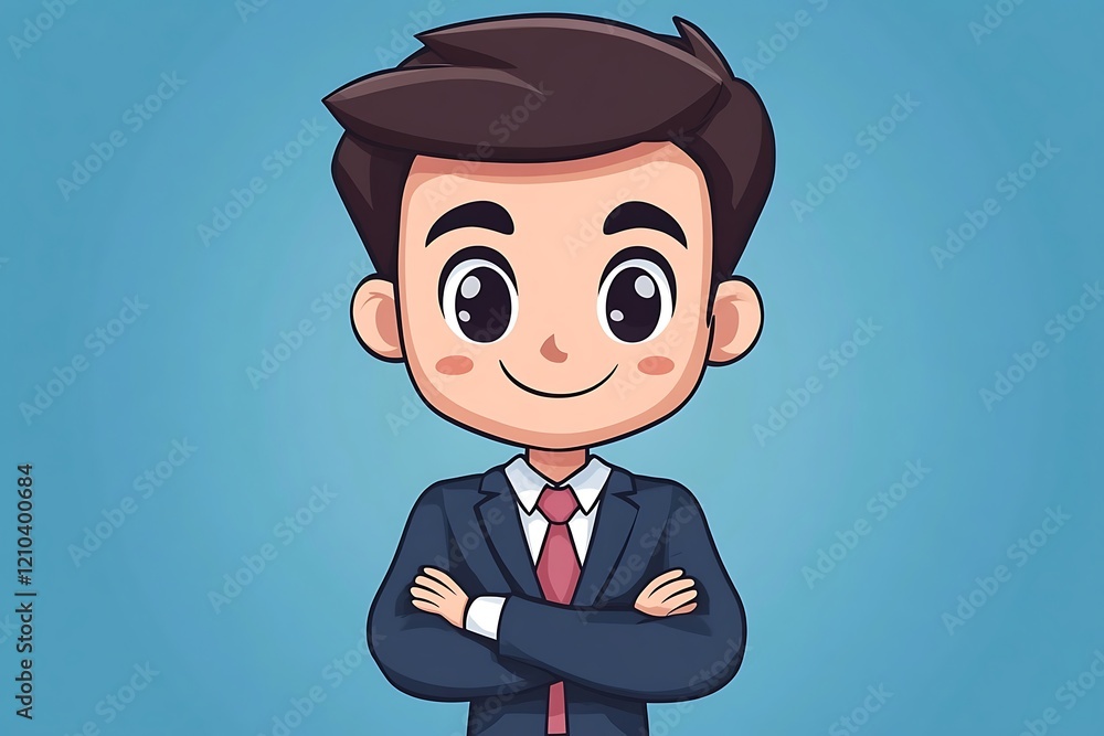 Smiling Cartoon Businessman Avatar Illustration Smiling Cartoon Businessman Avatar Illustration