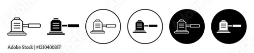 Floor sanding machine icons set in black filled and stroke line style