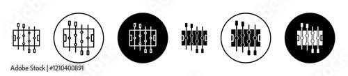 Foosball icons set in black filled and stroke line style
