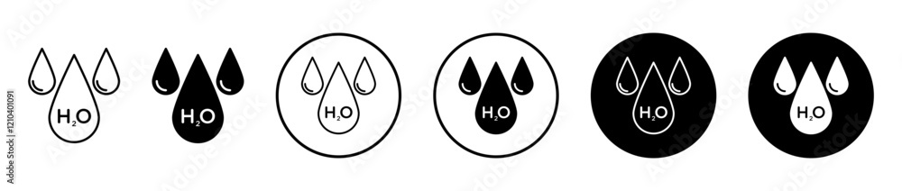 H2o icons set in black filled and stroke line style H2o icons set in black filled and stroke line style