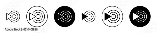 Livestream icons set in black filled and stroke line style