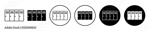 Locker icons set in black filled and stroke line style