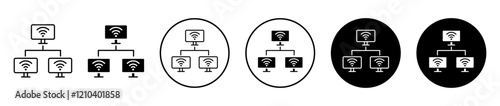 Local network icons set in black filled and stroke line style