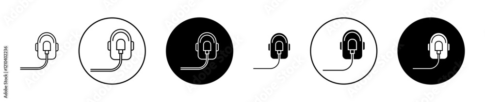Oxygen mask Icons vectors. black solid and liner versions Oxygen mask Icons vectors. black solid and liner versions