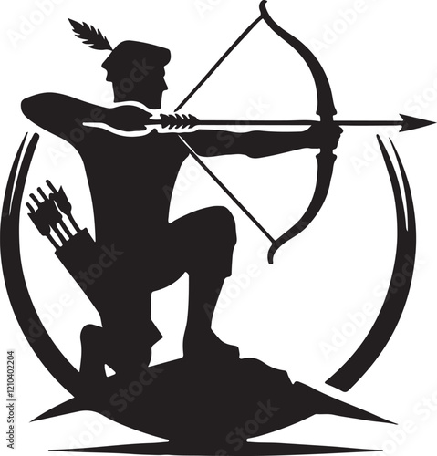 Archer icon silhouette vector with white background