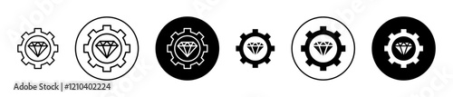 Operational excellence icons set in black filled and stroke line style