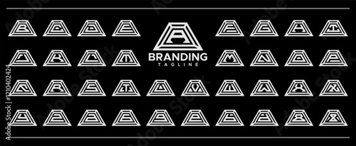 Simple line trapezoid letter A-Z logo set