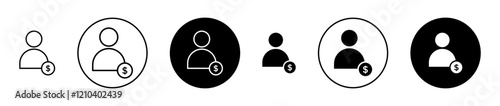 Personal loan icons set in black filled and stroke line style