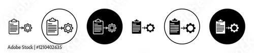Project Management icons set in black filled and stroke line style