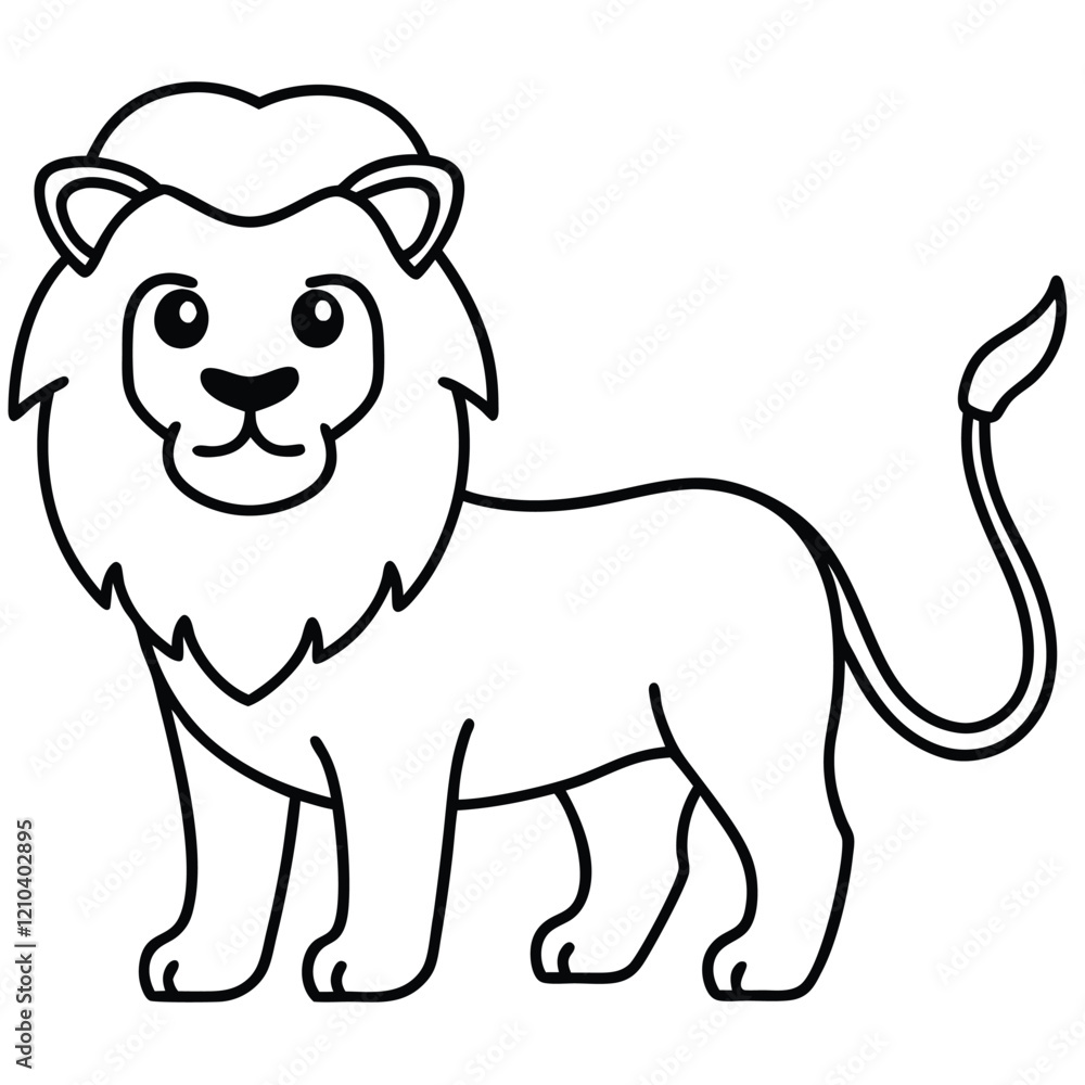Lion Line Art Vector Illustration and Lion Outline Drawing Lion Line Art Vector Illustration and Lion Outline Drawing