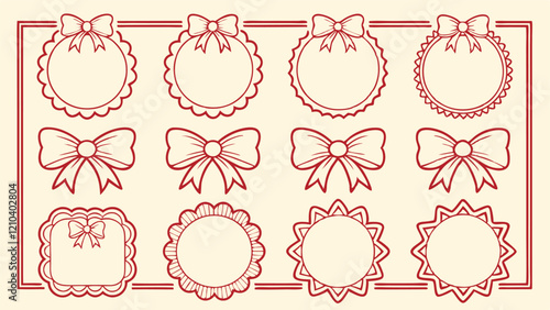 Decorative Frames and Bows in a Romantic Style