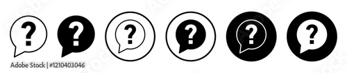 Question icons vector pack in black and blue colors