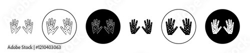 Rash hand icons set in black filled and stroke line style