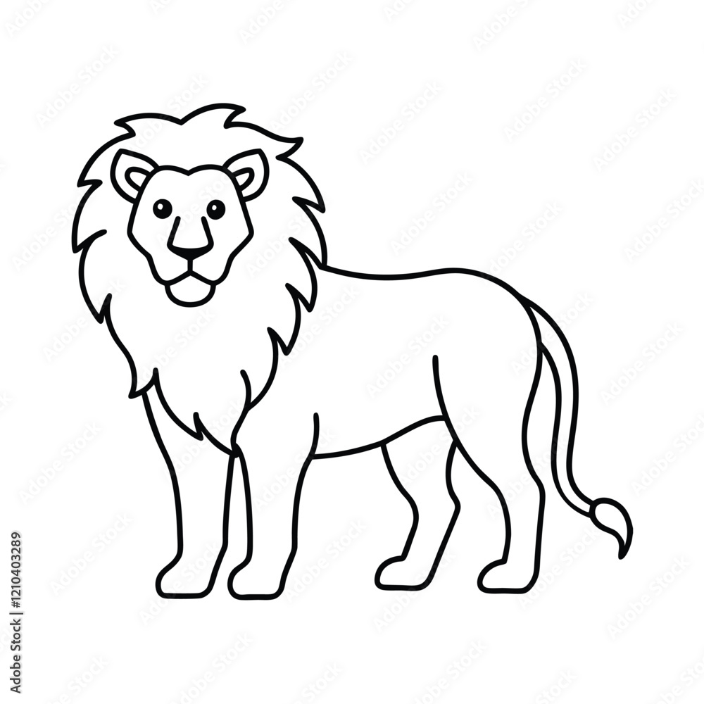 Lion Line Art Vector Illustration and Lion Outline Drawing Lion Line Art Vector Illustration and Lion Outline Drawing