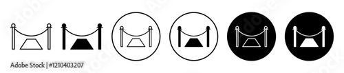 Red carpet icons set in black filled and stroke line style