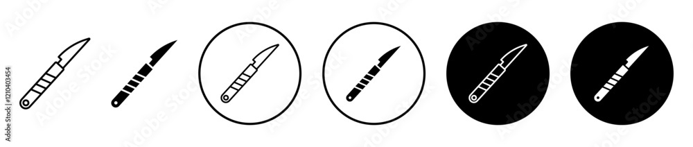 Scalpel icons set in black filled and stroke line style Scalpel icons set in black filled and stroke line style