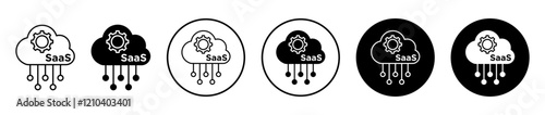 Saas icons set in black filled and stroke line style