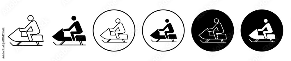 Snowmobile sport icons set in black filled and stroke line style Snowmobile sport icons set in black filled and stroke line style