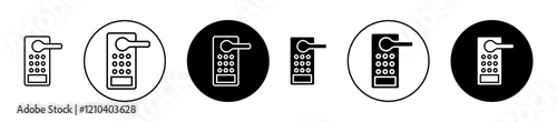 Smart lock icons set in black filled and stroke line style