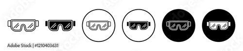 Snow Goggle icons set in black filled and stroke line style