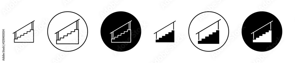 Stairs Icons vectors. black solid and liner versions Stairs Icons vectors. black solid and liner versions