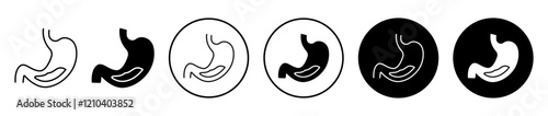Stomach with Liquids icons set in black filled and stroke line style