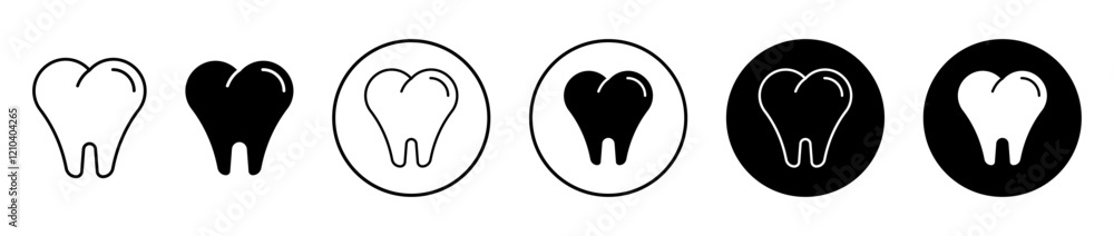 Tooth icons set in black filled and stroke line style Tooth icons set in black filled and stroke line style