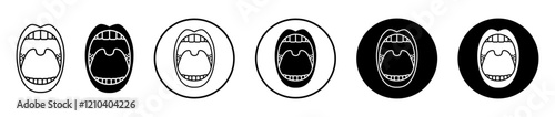 Tonsillitis icons set in black filled and stroke line style