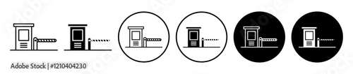 Toll road icons set in black filled and stroke line style