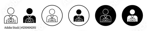 Tourist Guide icons set in black filled and stroke line style