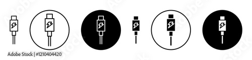 USB type c icons set in black filled and stroke line style