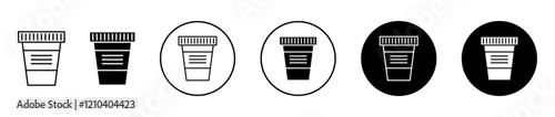 Urine test icons set in black filled and stroke line style