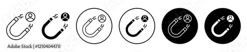 User engagement icons in black and blue set