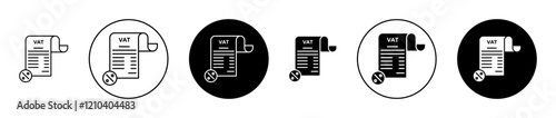 Value added tax VAT icons set in black filled and stroke line style