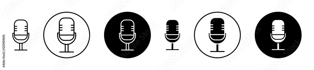 Voice recording icons set in black filled and stroke line style Voice recording icons set in black filled and stroke line style