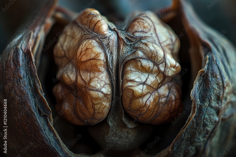 Closeup Walnut Shell Texture Macro Photography