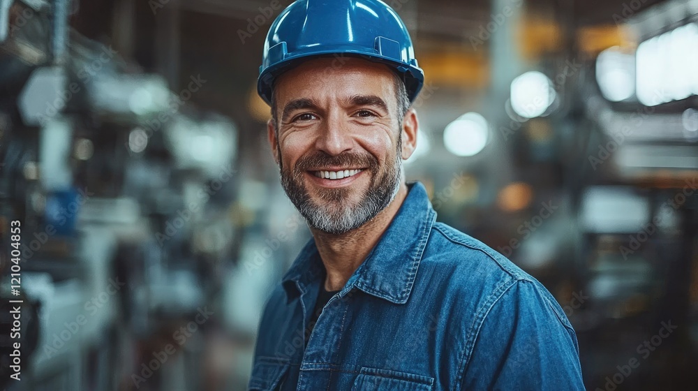 Fototapeta premium Factory Supervisor Overseeing Operations at Control Panel with Multiple Screens Displaying Metrics