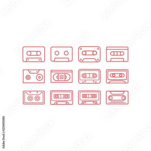 Cassette tape icons set vector illustration.