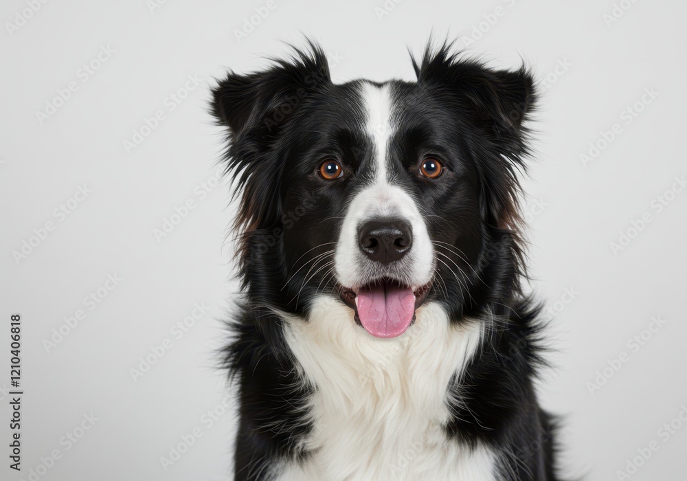 Border Collie dog with tongue out and ears perked up isolated on a white background Border Collie dog with tongue out and ears perked up isolated on a white background