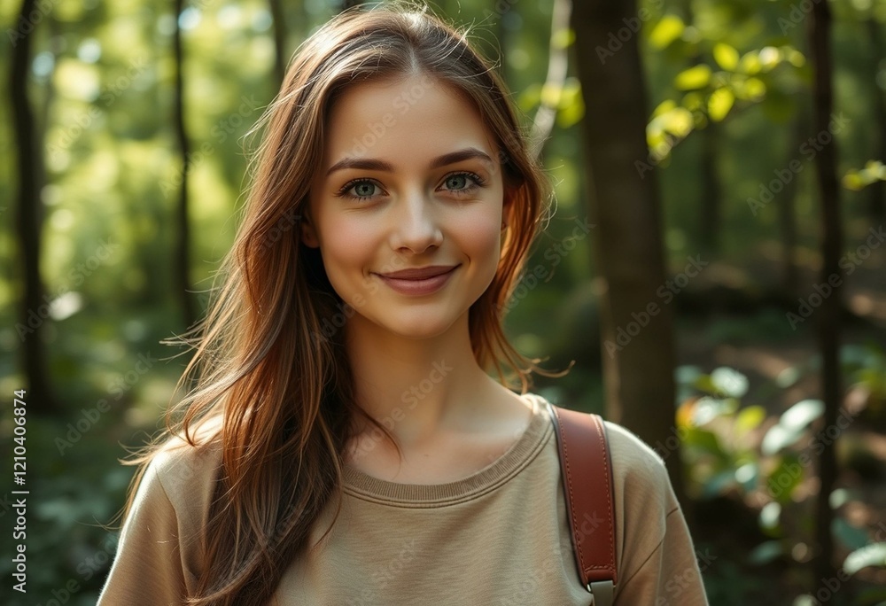 Female portrait in a forest environment Female portrait in a forest environment