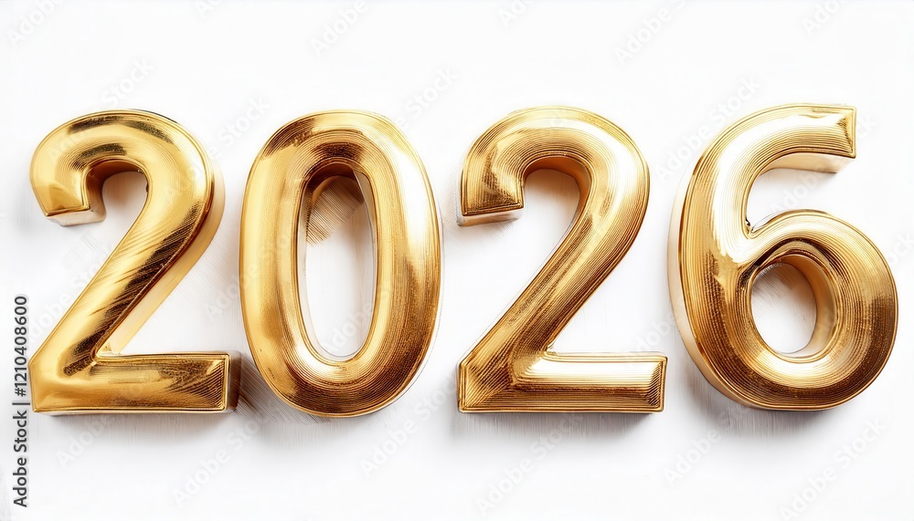 golden metallic 2026 numbers isolated on a white background, bold shiny typography design for new year celebrations and graphic decorations
golden metallic 2026 numbers isolated on a white background, bold shiny typography design for new year celebrations and graphic decorations