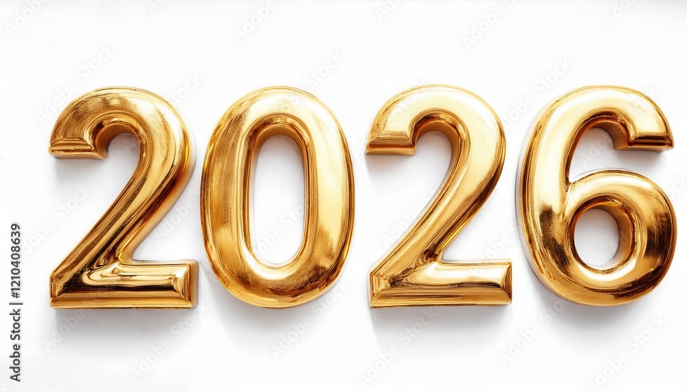 golden metallic 2026 numbers isolated on a white background, bold shiny typography design for new year celebrations and graphic decorations
golden metallic 2026 numbers isolated on a white background, bold shiny typography design for new year celebrations and graphic decorations