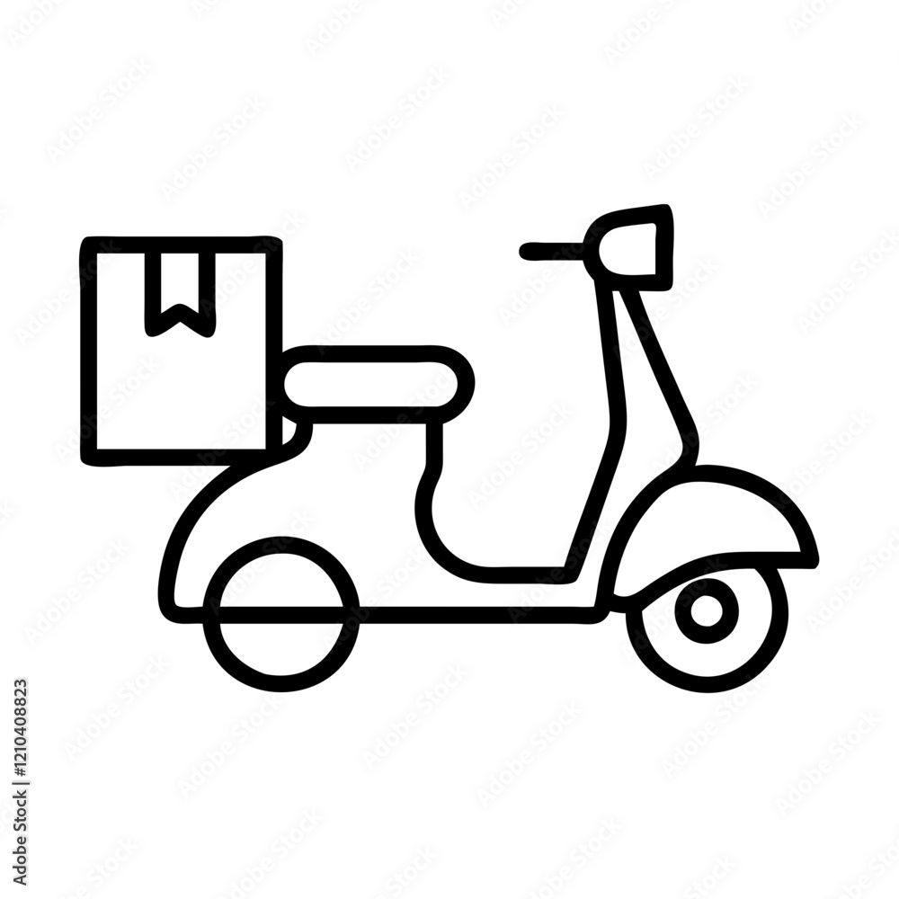 scooter delivery icon, scooter delivery line art - simple line art of scooter delivery, perfect for scooter delivery logos and icons scooter delivery icon, scooter delivery line art - simple line art of scooter delivery, perfect for scooter delivery logos and icons