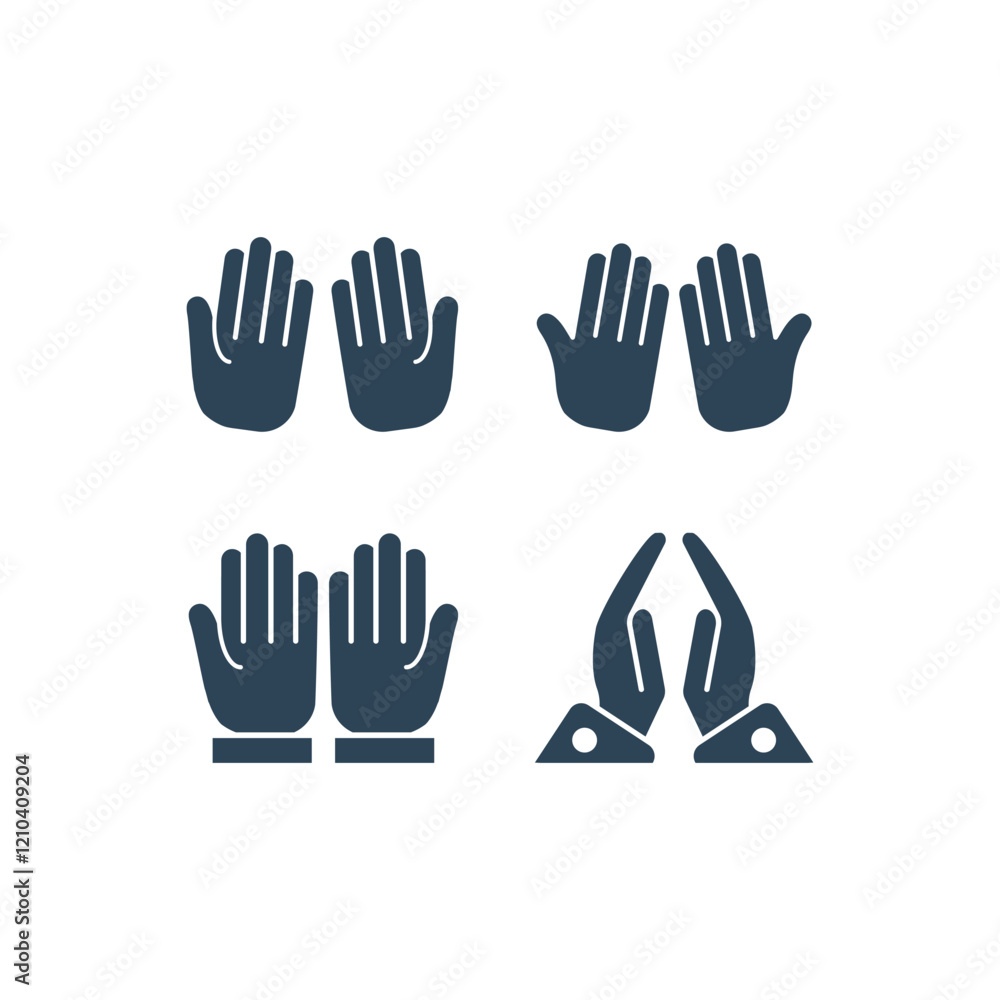 Obraz premium Folded Hands vector icons set illustration