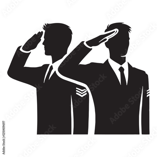 High-impact set of saluting man silhouette digital art featuring sharp and detailed vector designs - man saluting vector set - man saluting illustrations set
