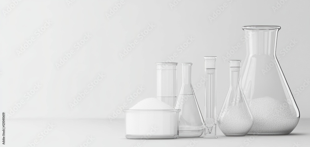A set of biodegradable plant-based fire retardant chemicals in clear containers displayed on a solid white background, single object A set of biodegradable plant-based fire retardant chemicals in clear containers displayed on a solid white background, single object