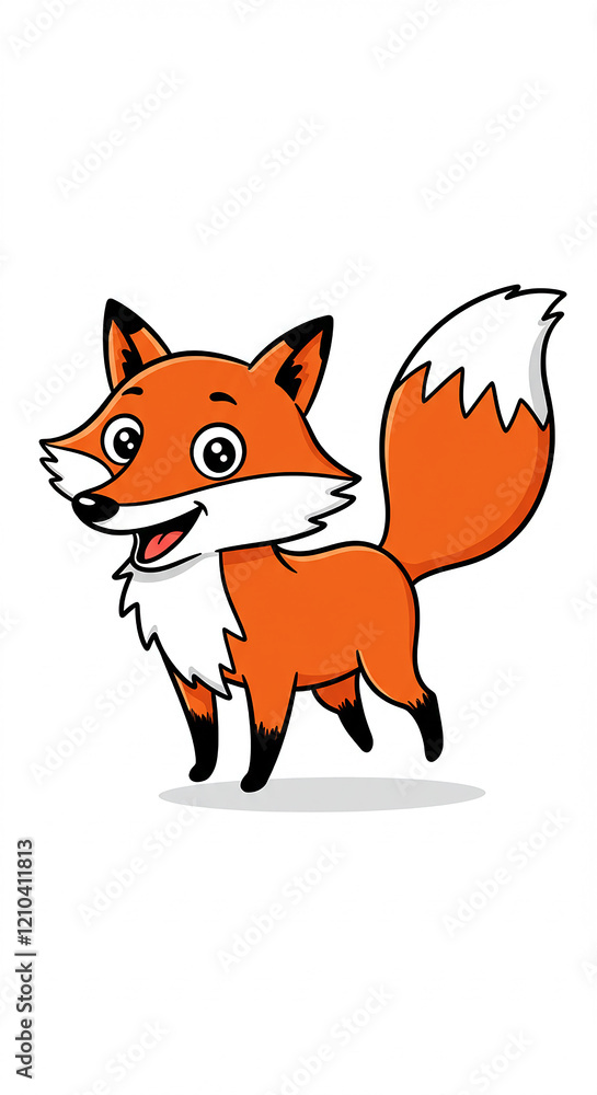Obraz premium Adorable Cartoon Fox Illustration Happy Red Fox Character Design Cute Animal Image
